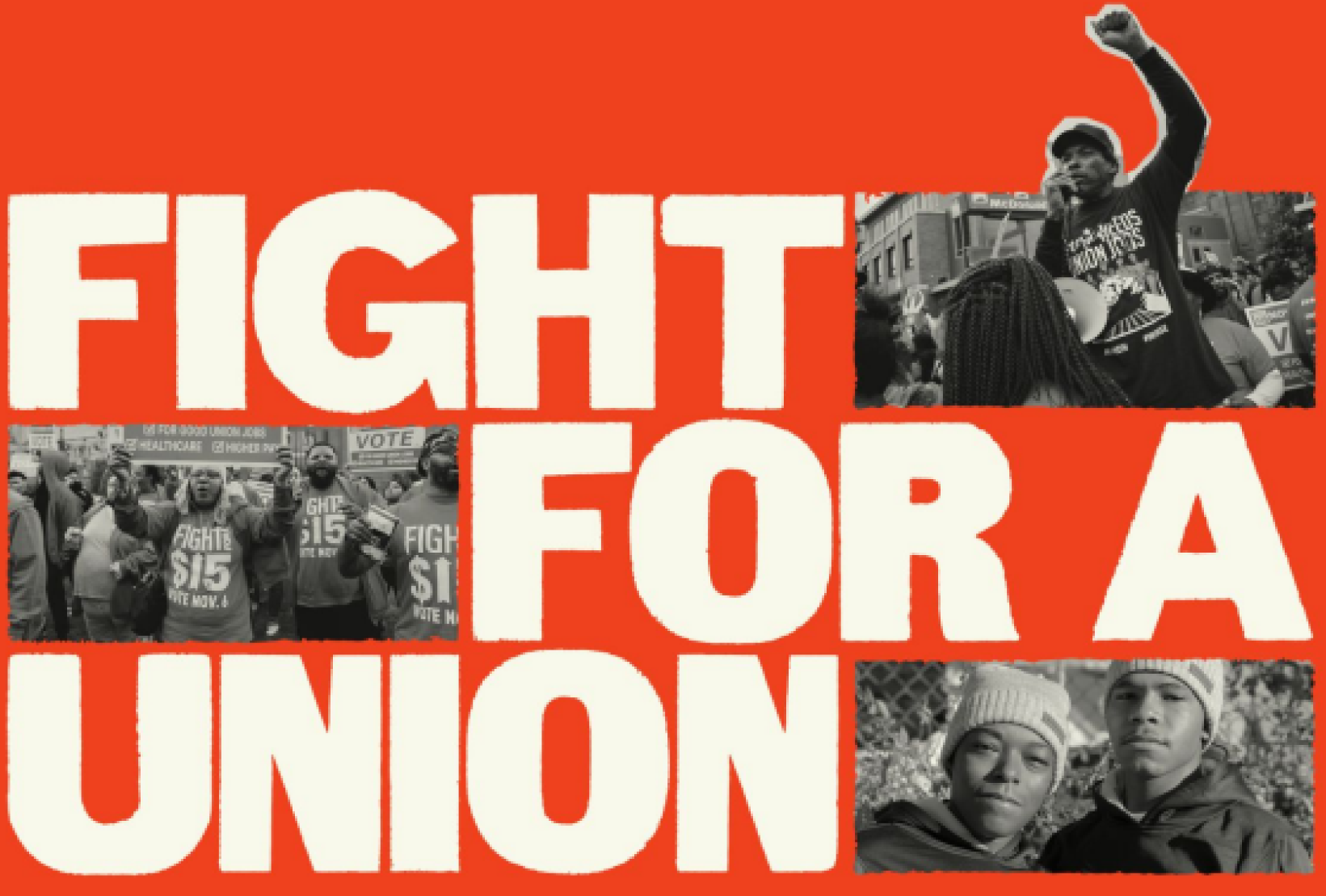 Fight for a Union Logo with Workers Showing Solidarity